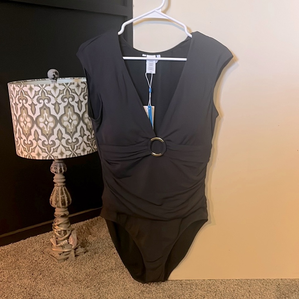 NWT BLEU|ROD BEATTIE Black One Piece Swimming Suit Womens Size 12